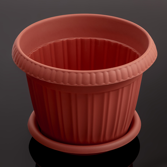 Горшок для цветов 9,7 л, d=33 см "Таити" с подставкой, цвет терракотовый