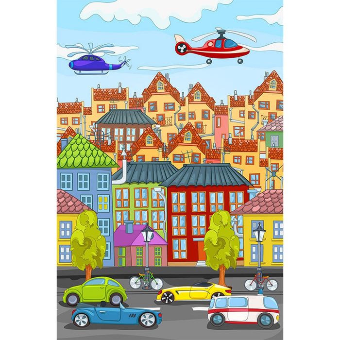 Фотообои "Мультяшный город" (состоит из 2 частей), 1,8 х 2,7 м