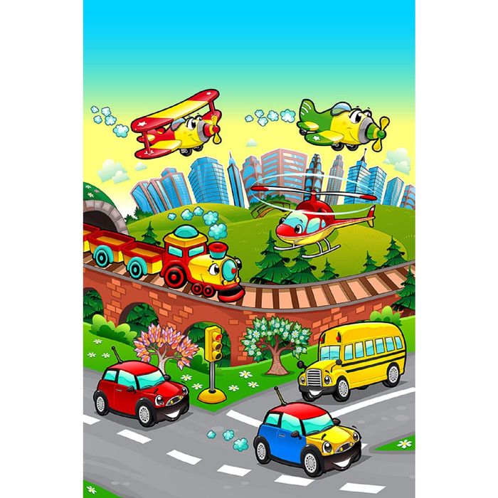 Фотообои "Веселый транспорт" (состоит из 2 частей), 1,8 х 2,7 м