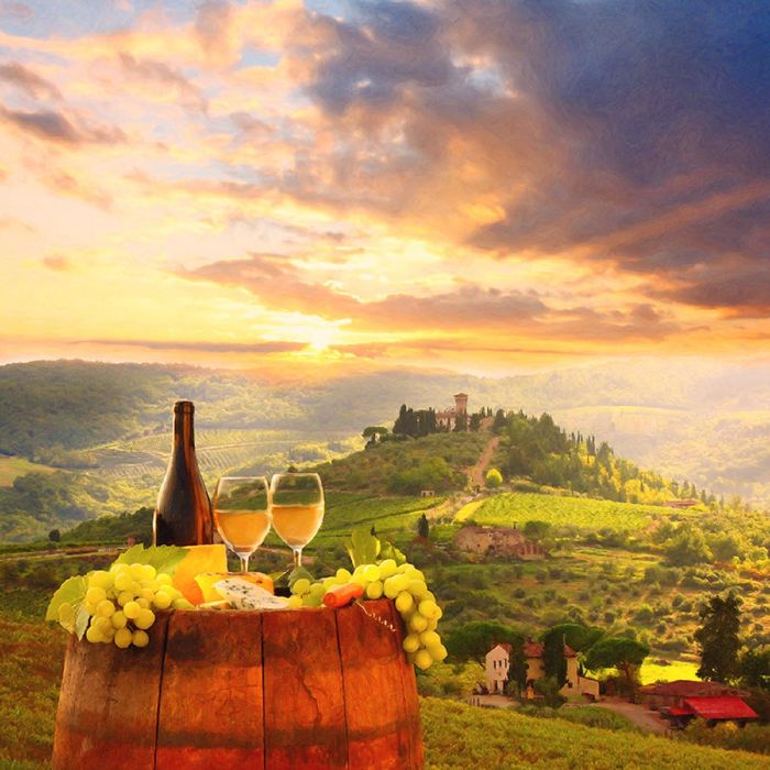 Фотообои "Виноградник в Тоскане" (состоит из 3 частей), 2,7 х 2,7м