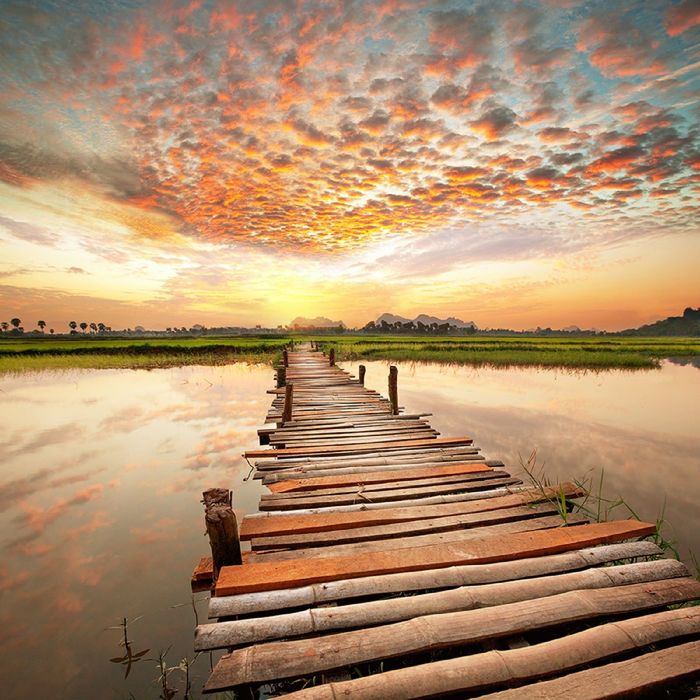 Фотообои "Закат на реке" (состоит из 3 частей), 2,7 х 2,7м