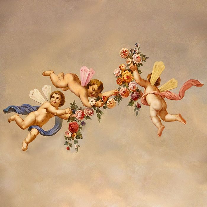 Фотообои "Ангелы с розами" (состоит из 3 частей), 2,7 х 2,7м