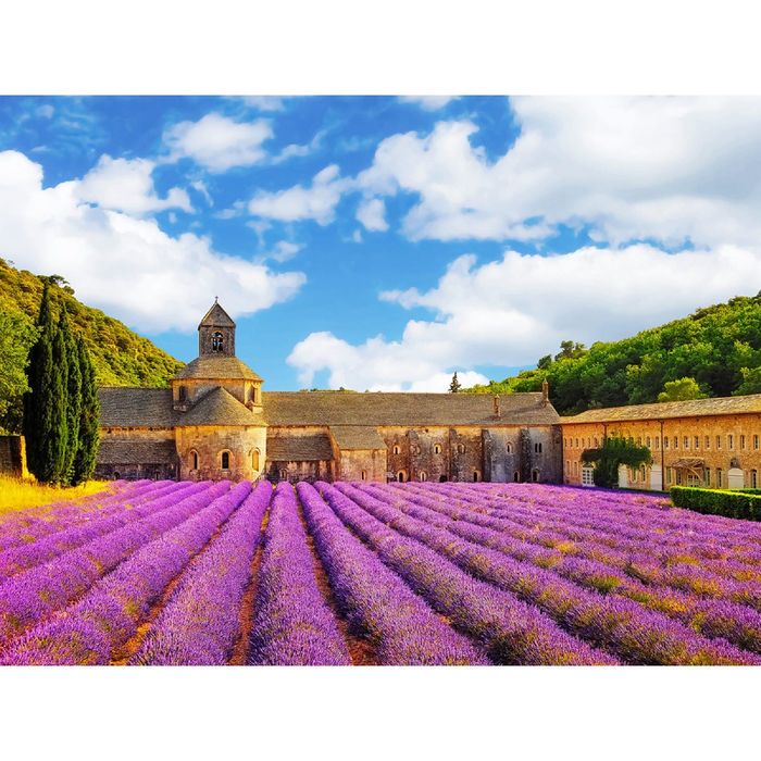 Фотообои "Лаванда в Любероне" (состоит из 4 частей), 3,6х2,7 м