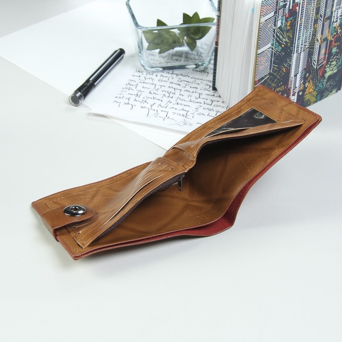 Портмоне мужское на магните "Дэвид", 3 отдела, отдел для карт, 1 наружный карман, коричневое