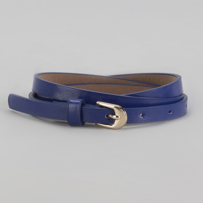Ремень женский, перфорация, пряжка под золото, ширина - 1см, синий