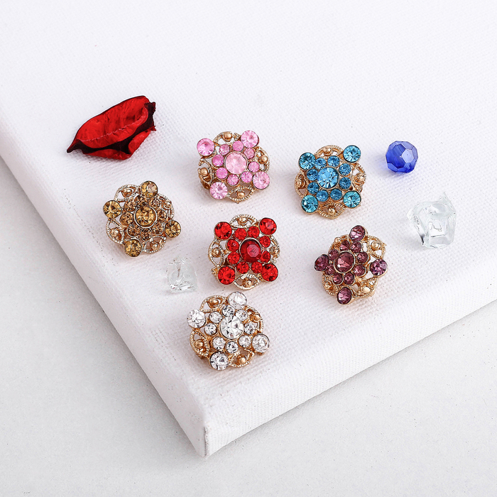 Брошь "Ассорти" цветок мини, цвет МИКС