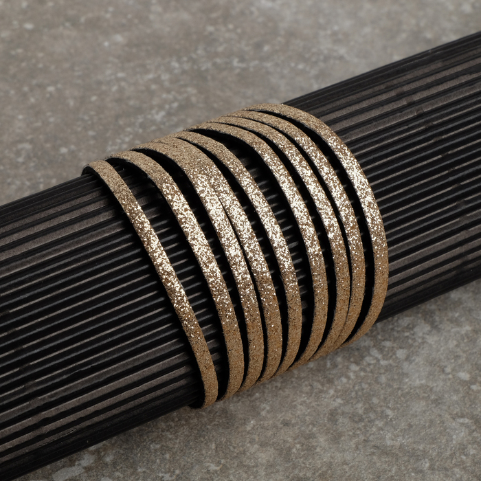 Браслет кожа "Дискотека" широкий, цвет золотой