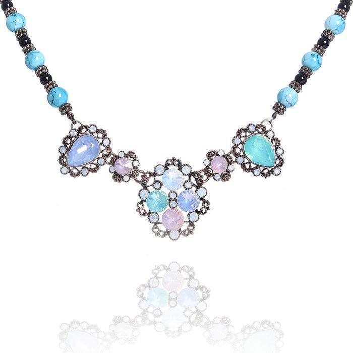 Колье "Ажур" овал, цветное