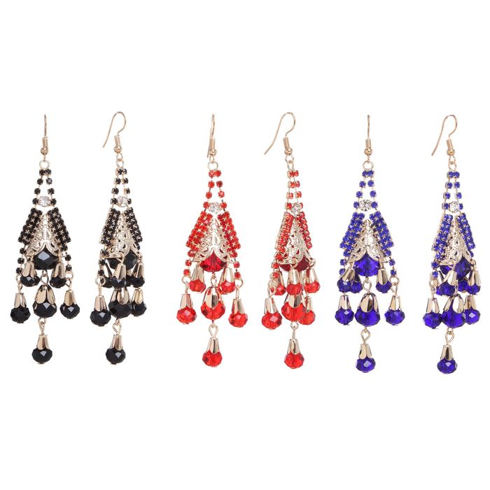 Серьги висячие со стразами "1000 и 1 ночь" подвесы, цвет МИКС