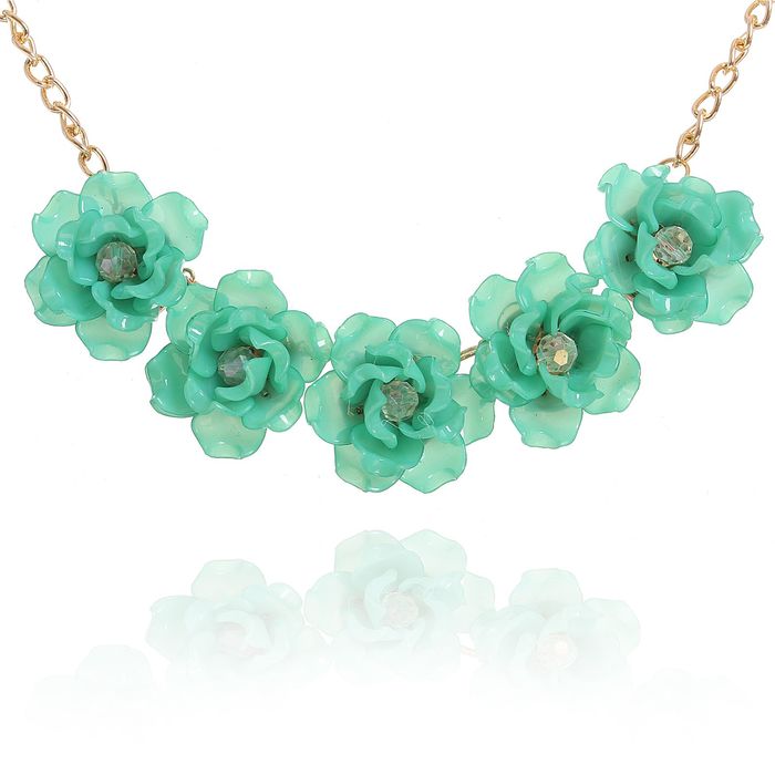 Колье "Цветочное настроение" чайная роза, цвет мятный