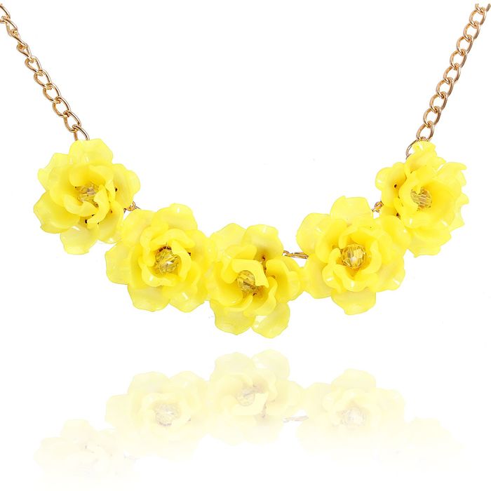 Колье "Цветочное настроение" чайная роза, цвет желтый