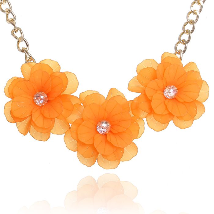 Колье "Цветочное настроение" георгины, цвет оранжевый