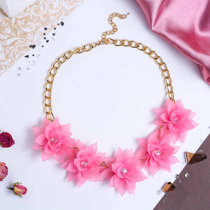 Колье "Цветочное настроение" камелия, цвет розовый