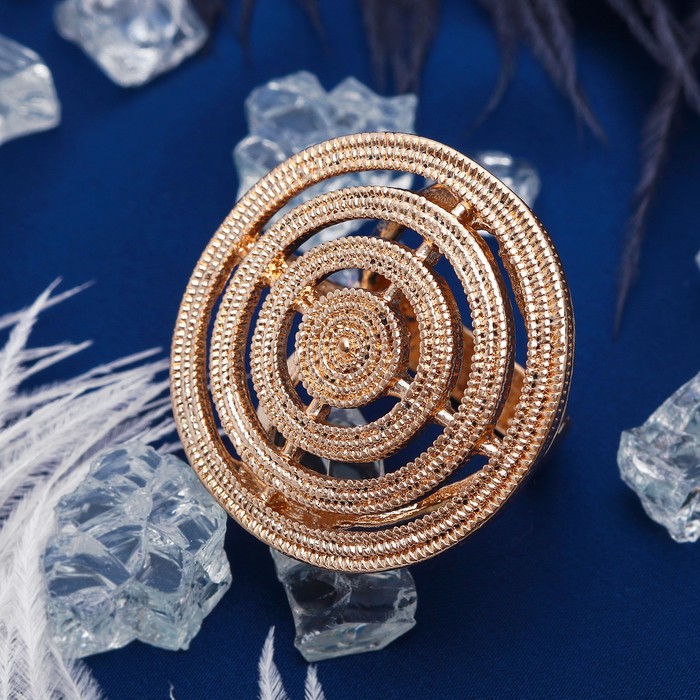 Кольцо "Круг" пластина рифлёная, цвет золотой, размер 17,18,19 микс