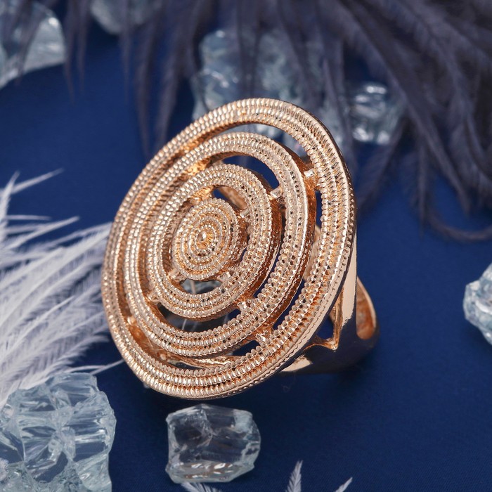 Кольцо "Круг" пластина рифлёная, цвет золотой, размер 17,18,19 микс