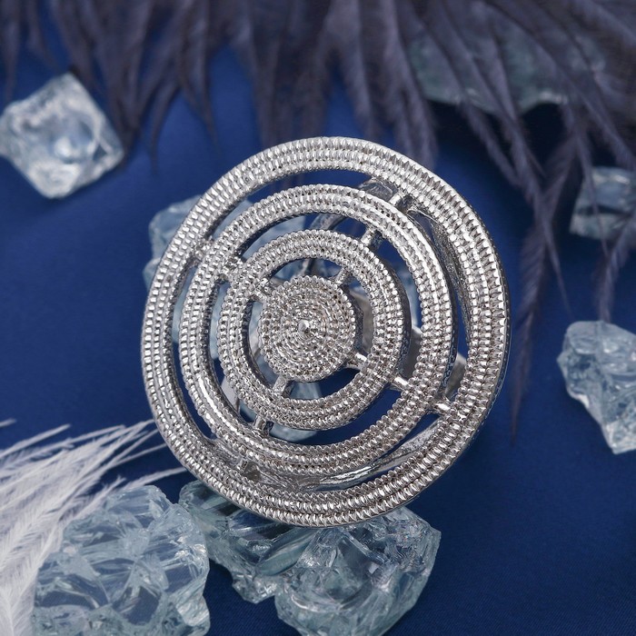 Кольцо "Круг" пластина рифлёная, цвет серебряный, размер 17,18,19 микс