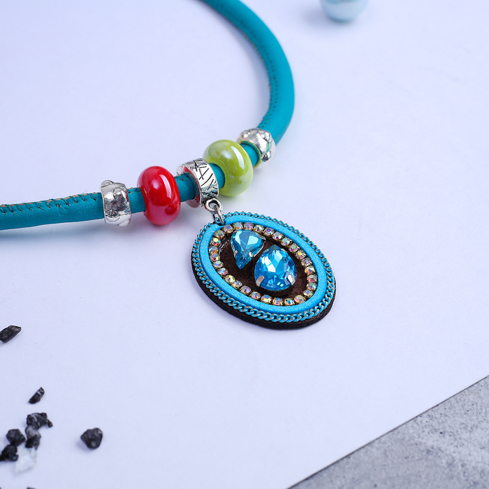 Кулон на декоративной основе "Роскошь" овал, цвет морской