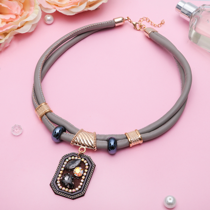 Кулон на декоративной основе "Роскошь" шестигранник, цвет серый