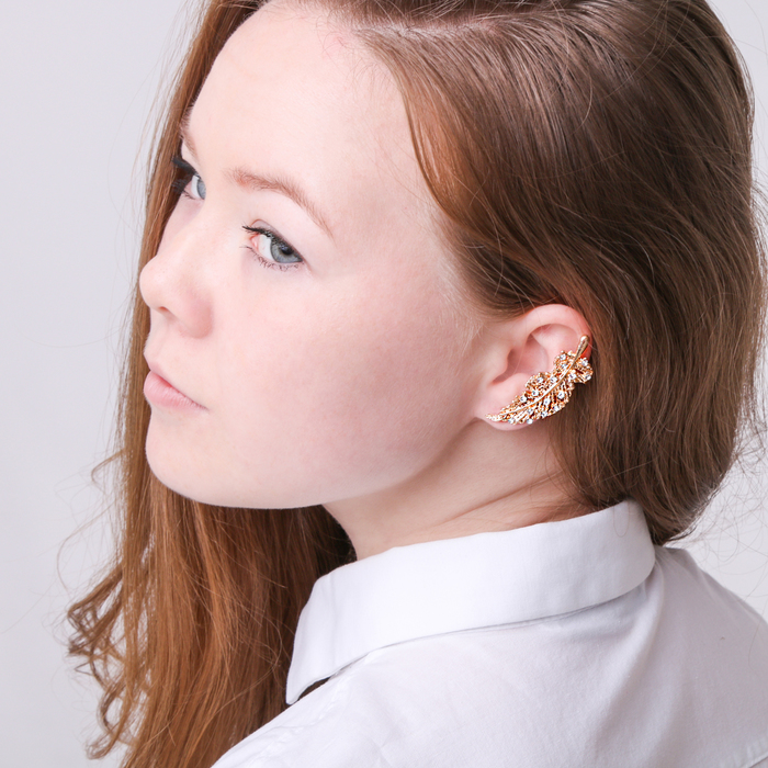 Серьга "Каффа" перо, цвет МИКС