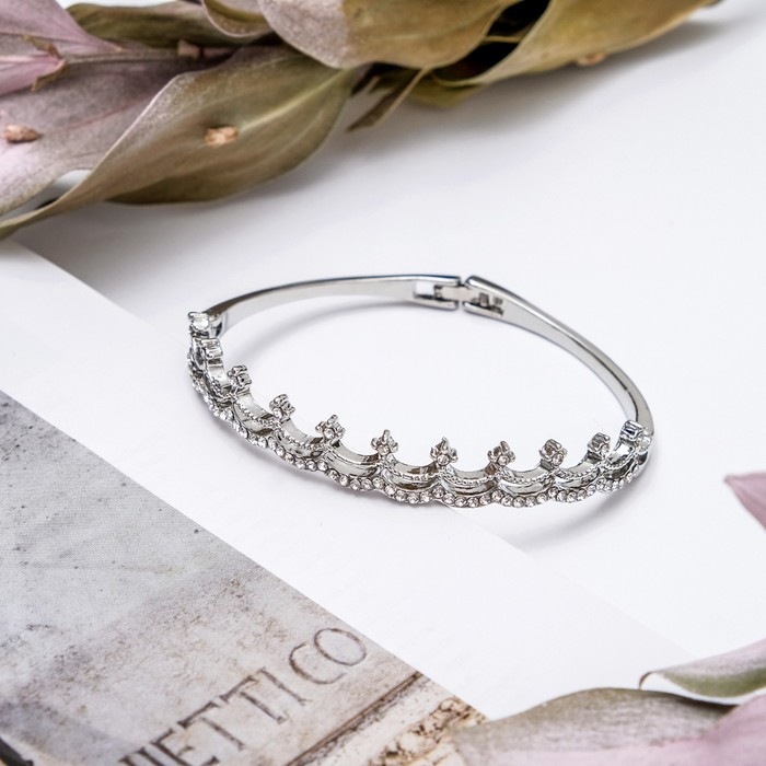 Браслет со стразами "Лёгкий стиль" корона, цвет МИКС