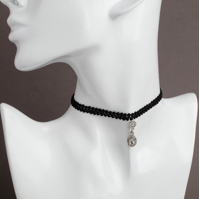 Чокер "Циркон" ажурный стиль, овал, цвет белый в чёрном