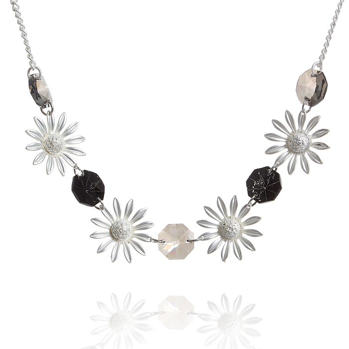 Колье "Цветы" подсолнухи, цвет чёрно-серебряный