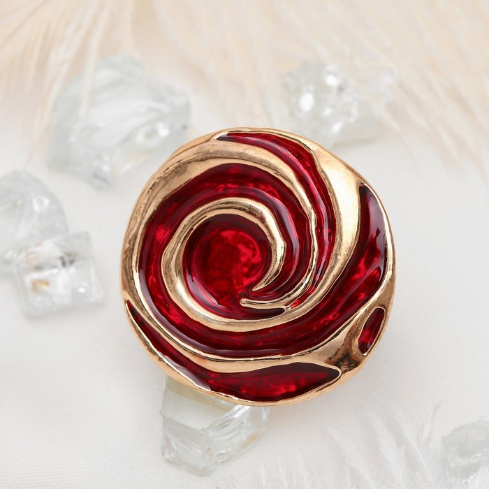 Кольцо "Цветок" роза, цвет красный в золоте, безразмерное