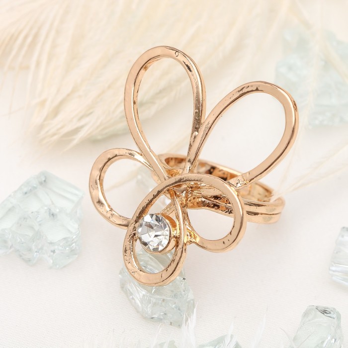 Кольцо "Цветок" эскиз, цвет белый в золоте, размер 17,18,19 микс