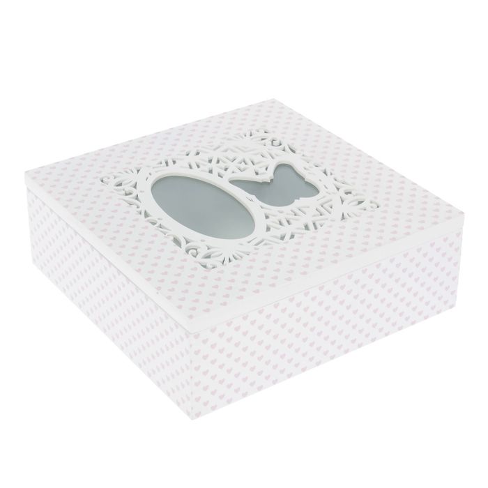 Шкатулка "Сердечки с ажурным окошком"