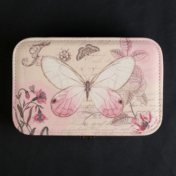 Шкатулка для украшений "Бабочка на розовом"