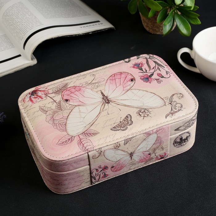 Шкатулка для украшений "Бабочка на розовом"