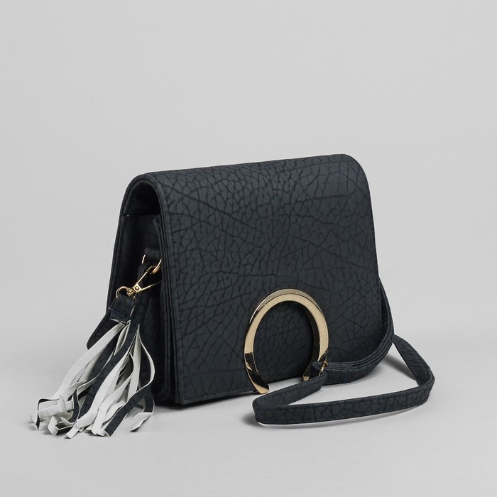 Сумка женская на клапане "Стиль", 1 отдел, длинный ремень, серая