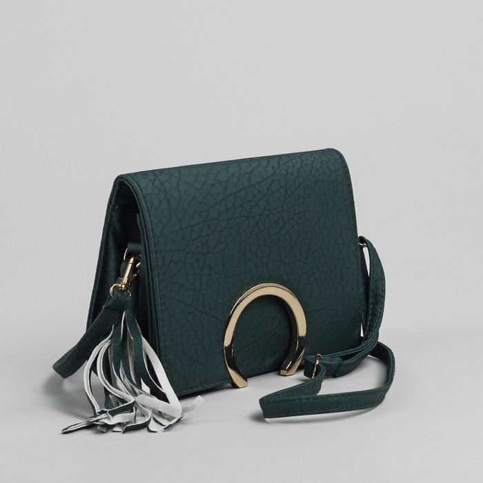 Сумка женская на клапане "Стиль", 1 отдел, длинный ремень, зелёная