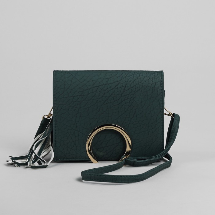 Сумка женская на клапане "Стиль", 1 отдел, длинный ремень, зелёная