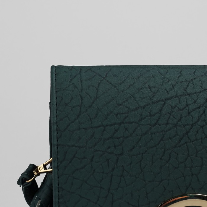 Сумка женская на клапане "Стиль", 1 отдел, длинный ремень, зелёная