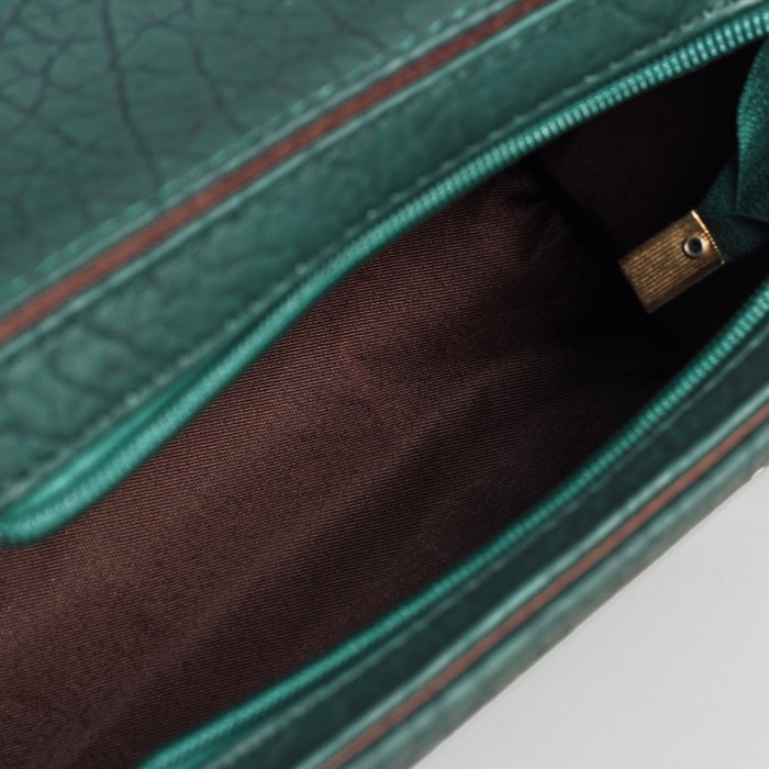 Сумка женская на клапане "Стиль", 1 отдел, длинный ремень, зелёная