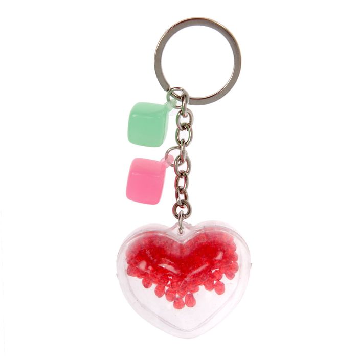 Брелок "Объёмное сердце с розой", МИКС