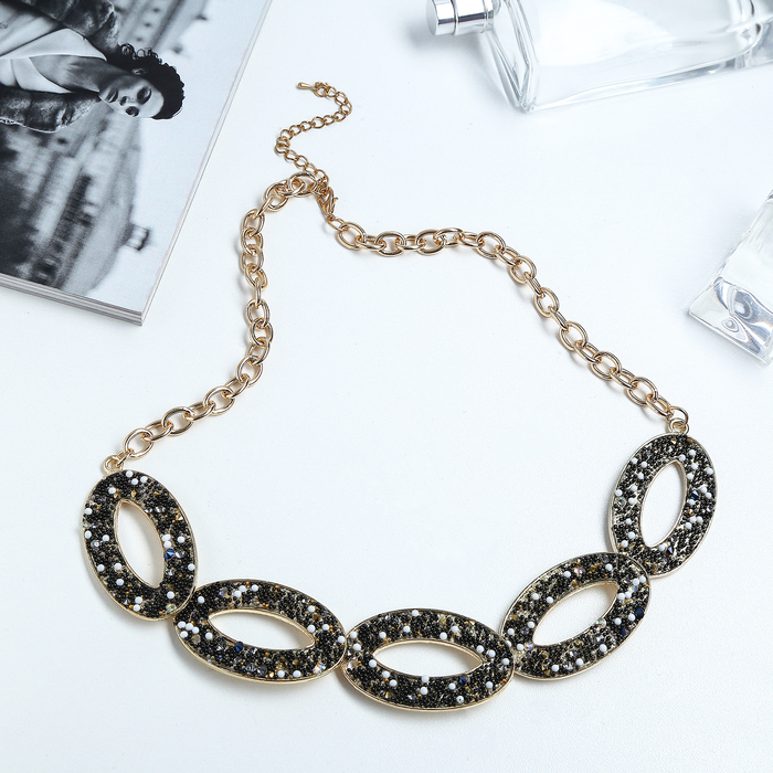 Колье "Искры света" звенья, цветное в золоте