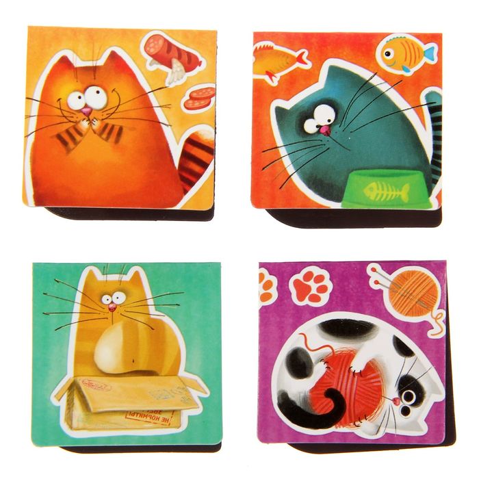 Магнитные закладки для книг в открытке "Котомилота", 4 шт