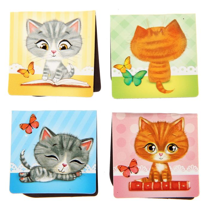 Магнитные закладки для книг в открытке "Улыбайся!Умиляйся", 4 шт