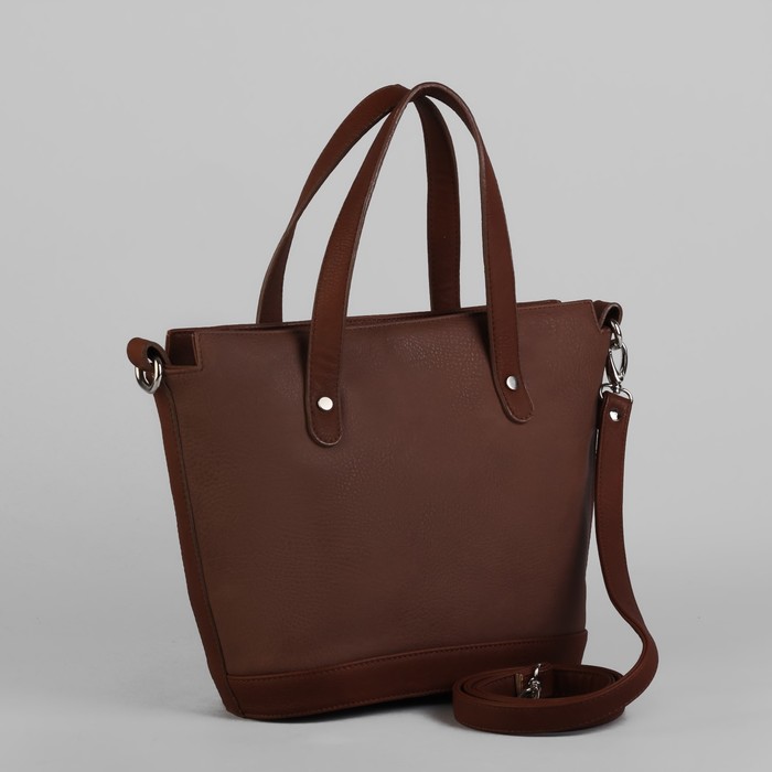 Сумка женская на молнии, 1 отдел, наружный карман, коричневая