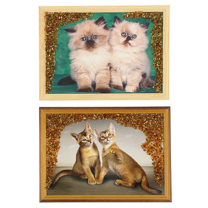 Картина янтарь 21х30 см Кошки микс