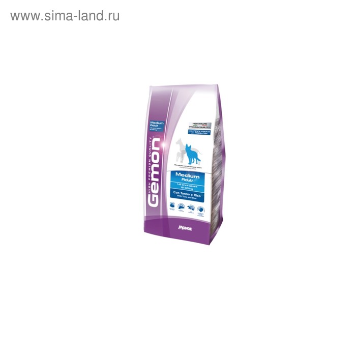 Сухой корм Gemon Dog Medium для взрослых собак средних пород, тунец/рис, 3 кг.