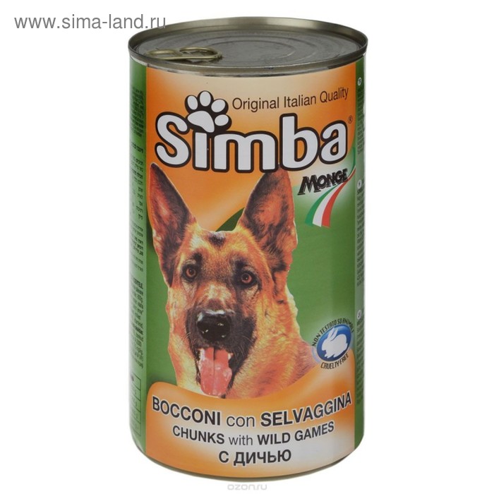 Влажный корм Simba Dog для собак, кусочки дичи, ж/б, 1230 г