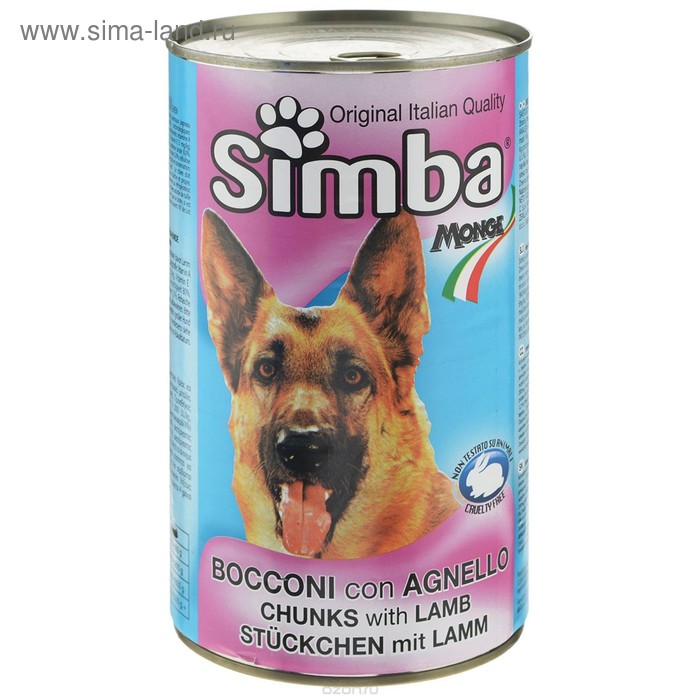 Влажный корм Simba Dog  для собак, кусочки ягненка, ж/б, 1230 г