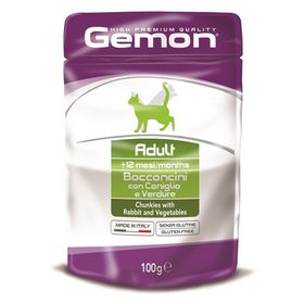 

Влажный корм Gemon Cat Pouch для кошек, кусочки кролика с овощами, пауч, 100 г