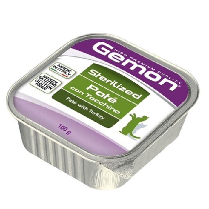 Влажный корм Gemon Cat Sterilised для стерилизованных кошек, паштет индейка, ламистер, 100 г 1684