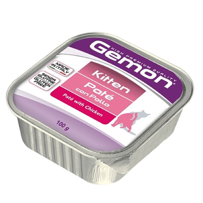 Влажный корм Gemon Cat для котят, паштет курица, ламистер, 100 г