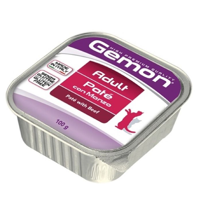 Влажный корм Gemon Cat для кошек, паштет говядина, ламистер, 100 г