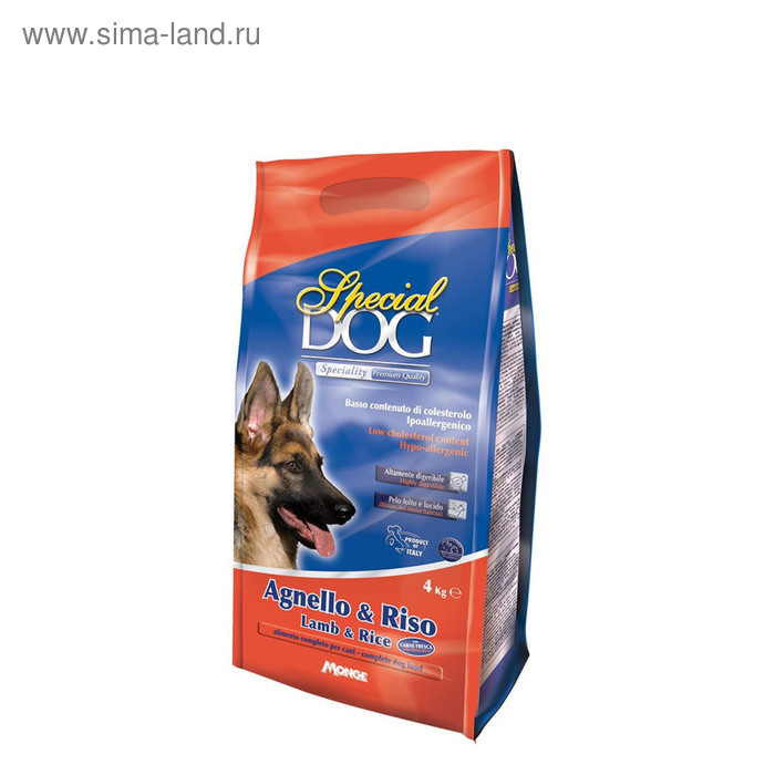Сухой корм Special Dog для собак с чувств. кожей и пищ-ем, ягненок/рис, 4 кг.